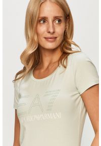 EA7 Emporio Armani - T-shirt. Okazja: na co dzień. Kolor: zielony. Materiał: bawełna, dzianina, elastan. Wzór: nadruk. Styl: casual #2