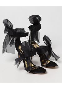 ALEXANDRE VAUTHIER - Czarne sandały na szpilce z szyfonowymi kokardami. Zapięcie: pasek. Kolor: czarny. Materiał: szyfon. Wzór: aplikacja, paski. Obcas: na szpilce #3
