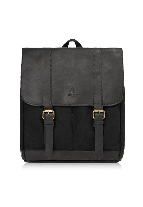 Plecak męski czarny PAOLO PERUZZI T-29-BL. Kolor: czarny. Materiał: materiał. Styl: vintage