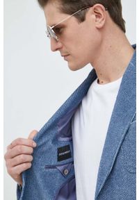 Emporio Armani marynarka męska kolor niebieski. Okazja: na co dzień. Kolor: niebieski. Styl: casual, klasyczny #5