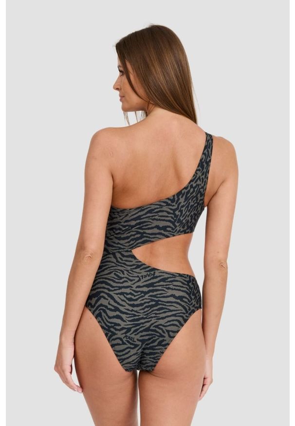 Karl Lagerfeld - KARL LAGERFELD Oliwkowy damski jednoczęściowy strój kąpielowy Karl Dna One, Rozmiar L. Kolor: zielony