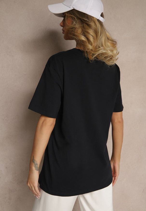 Renee - Granatowa Bawełniana Koszulka T-shirt z Małym Słonikiem Laniriel. Okazja: na co dzień. Kolor: niebieski. Materiał: bawełna. Styl: klasyczny, casual, elegancki