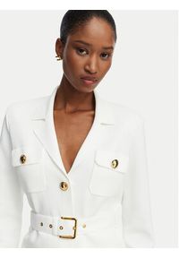 Elisabetta Franchi Marynarka MK-10B-62E2-V600 Kremowy Slim Fit. Kolor: kremowy. Materiał: poliamid #3
