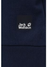 Jack Wolfskin bluza bawełniana damska kolor granatowy gładka. Kolor: niebieski. Materiał: bawełna. Wzór: gładki #5