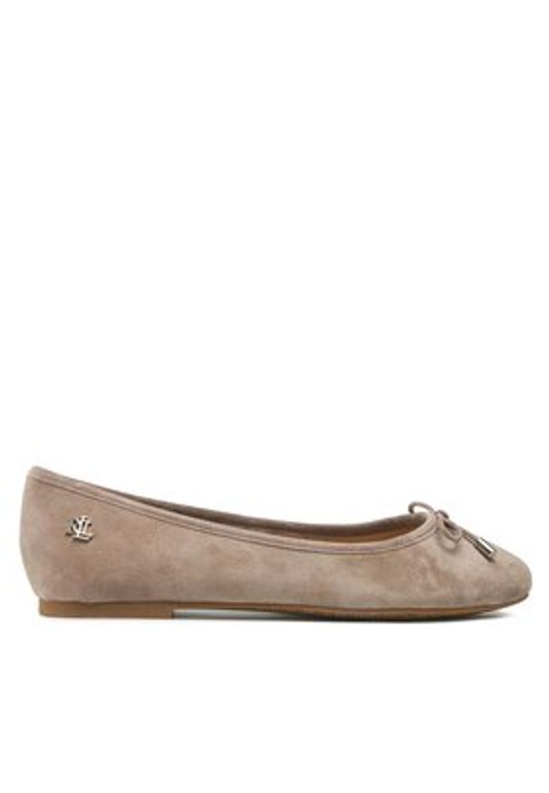 Lauren Ralph Lauren - LAUREN RALPH LAUREN Baleriny Jayna 802882590004 Szary. Kolor: szary. Materiał: zamsz, skóra