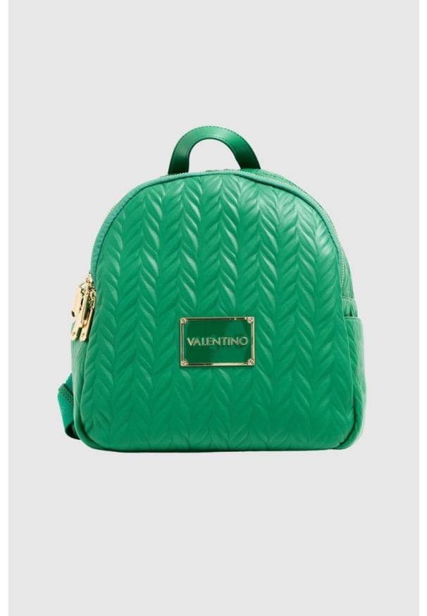 Valentino by Mario Valentino - VALENTINO Tłoczony zielony plecak z logo sunny re backpack. Kolor: zielony