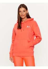 Under Armour Bluza Essential Fleece Hoodie 1373033 Czerwony Loose Fit. Kolor: czerwony. Materiał: bawełna