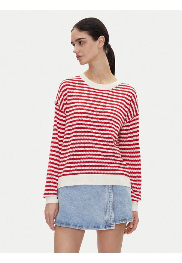 Pepe Jeans Sweter Poppy PL702278 Czerwony Regular Fit. Kolor: czerwony. Materiał: bawełna