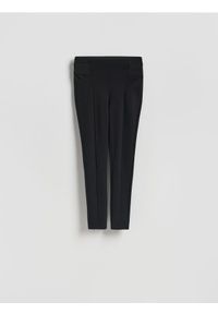 Reserved - Legginsy z ozdobną taśmą - czarny. Kolor: czarny. Materiał: wiskoza, dzianina