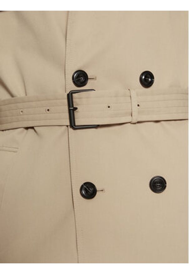 Hugo - HUGO Trencz Maluks 50535072 Beżowy Regular Fit. Kolor: beżowy. Materiał: syntetyk, bawełna