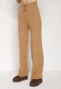 Born2be - Beżowy Klasyczny Dzianinowy Komplet z Wiskozą Szerokie Spodnie i Sweter Półgolf Reillena. Kolor: beżowy. Materiał: wiskoza, dzianina #2