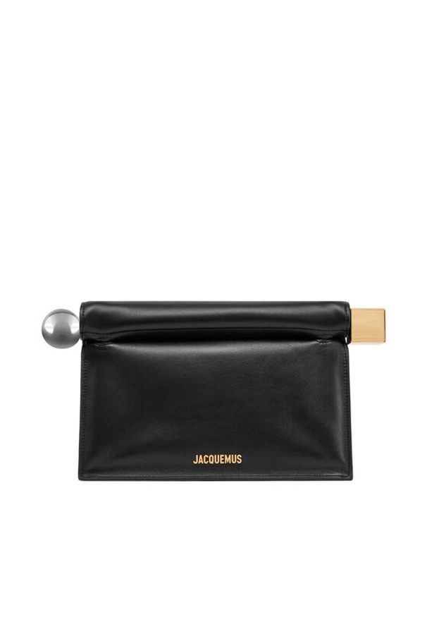 JACQUEMUS Torebka La Pochette Rond Carre 24E233BA356-3171 Czarny. Kolor: czarny. Materiał: skórzane