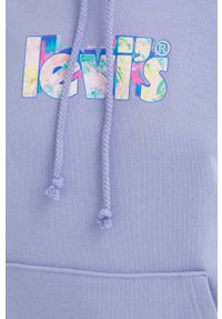 Levi's® - Levi's bluza bawełniana damska kolor fioletowy z kapturem z nadrukiem. Okazja: na spotkanie biznesowe. Typ kołnierza: kaptur. Kolor: fioletowy. Materiał: bawełna. Wzór: nadruk. Styl: biznesowy #3