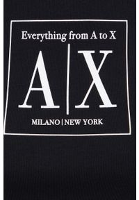 Armani Exchange t-shirt bawełniany kolor czarny. Kolor: czarny. Materiał: bawełna. Wzór: nadruk