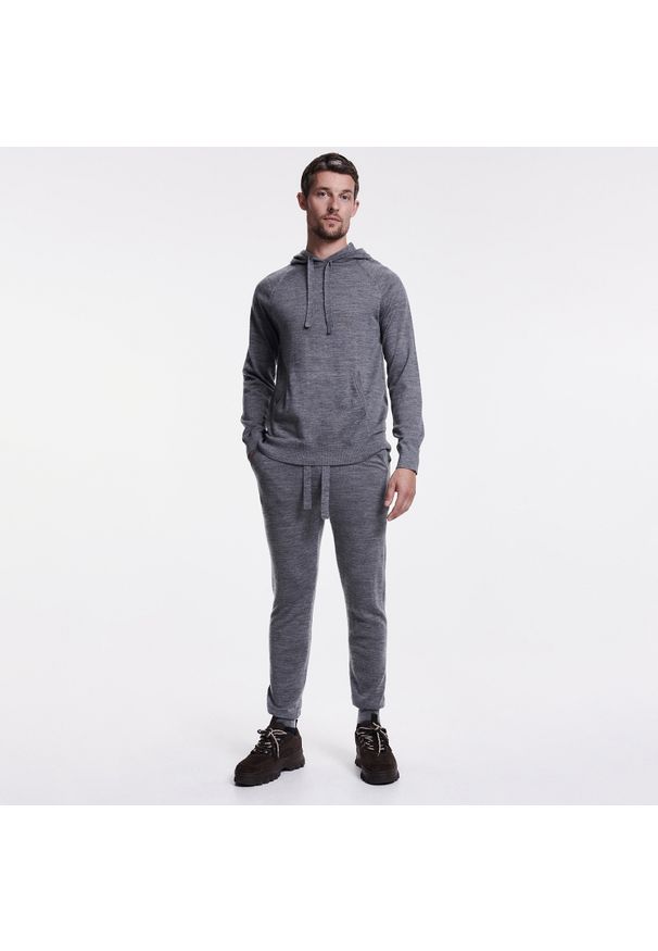 Reserved - PREMIUM Spodnie z wełny Merino - Jasny szary. Kolor: szary. Materiał: wełna