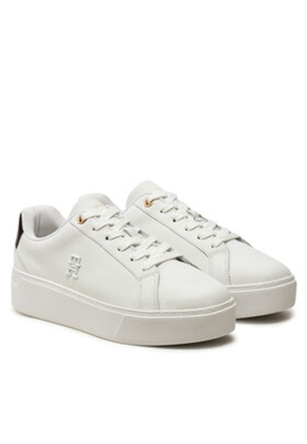 TOMMY HILFIGER - Tommy Hilfiger Sneakersy Th Platform Court Sneaker FW0FW08614 Biały. Kolor: biały. Materiał: skóra. Obcas: na platformie