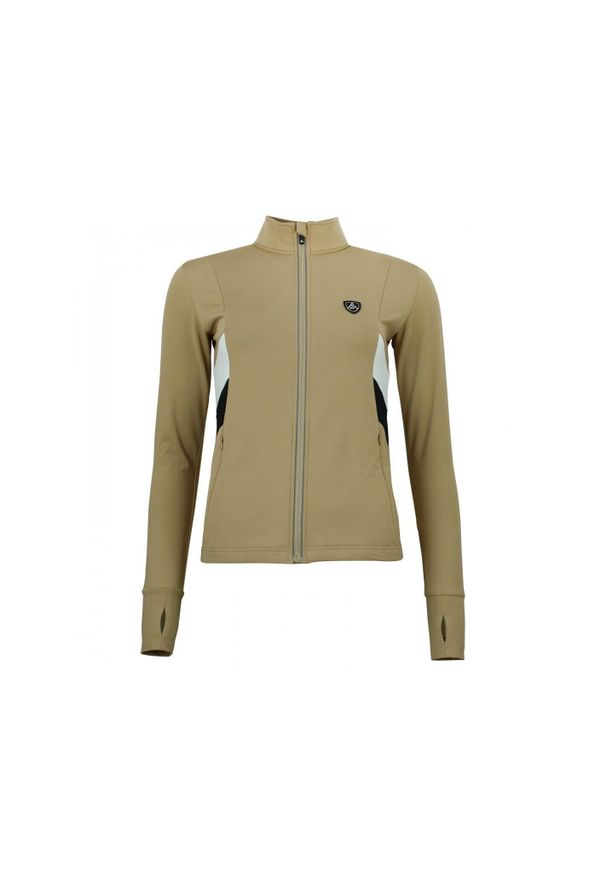 PEAK MOUNTAIN - Damska koszulka typu 1st skin z zamkiem błyskawicznym Peak Mountain. Kolor: wielokolorowy, beżowy, brązowy. Sport: turystyka piesza