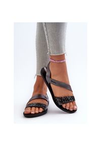 Sandały Damskie 82429 Ipanema Vibe Sandal Fem Czarno-Srebrne czarne. Okazja: na spacer, na plażę. Kolor: czarny #6