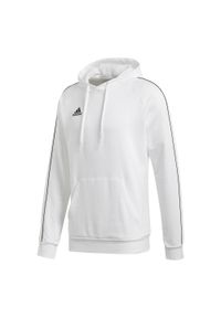 Adidas - Bluza treningowa męska adidas Core 18 Hoody. Kolor: biały. Materiał: bawełna