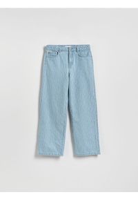 Reserved - Jeansy straight z metalizowaną nicią - niebieski. Kolor: niebieski #1