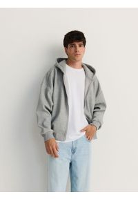Reserved - Zapinana bluza z kapturem - jasnoszary. Typ kołnierza: kaptur. Kolor: szary. Materiał: dzianina, bawełna #1