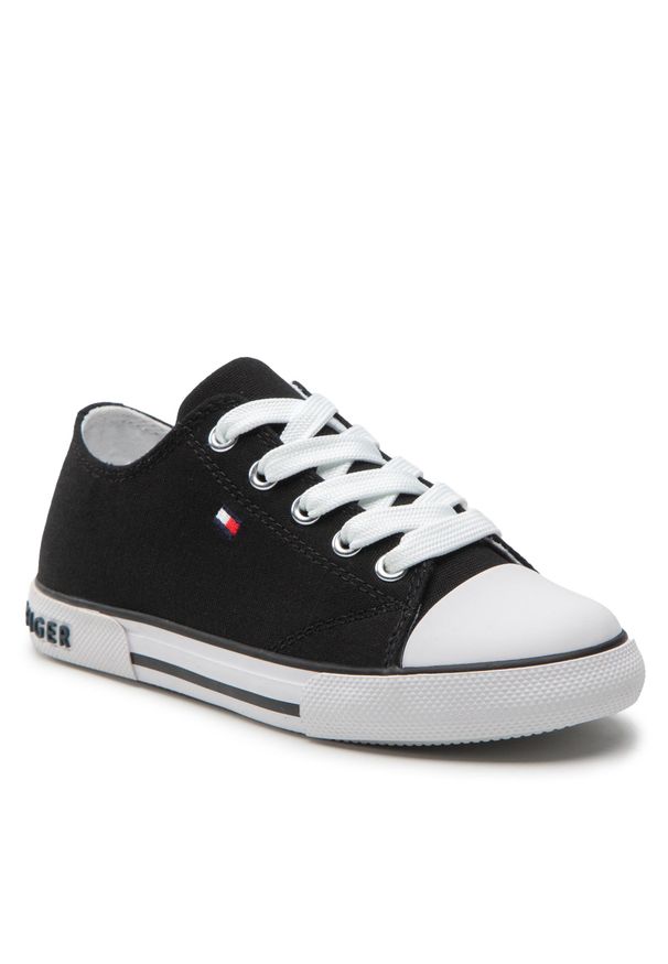 TOMMY HILFIGER - Trampki Tommy Hilfiger Low Cut Lace-Up Sneaker T3X4-32207-0890 M Black 999. Kolor: czarny. Materiał: materiał