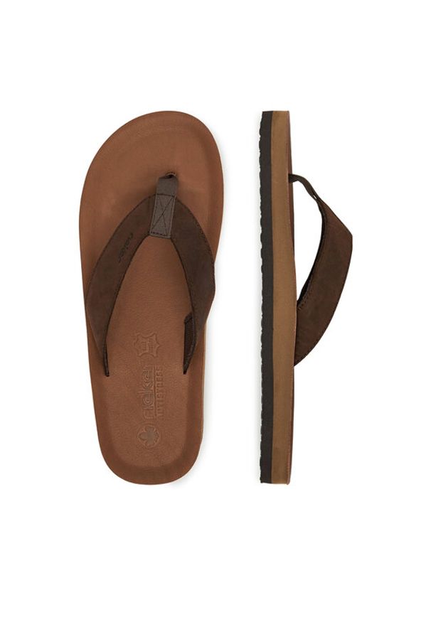 Rieker Japonki 20152-25 Brązowy. Kolor: brązowy. Materiał: nubuk, skóra