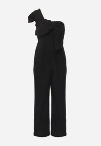 Renee - Czarny Kombinezon VICES na Jedno Ramię z Wiązaniem Arrida. Kolor: czarny. Materiał: zamsz. Styl: elegancki, wizytowy #4