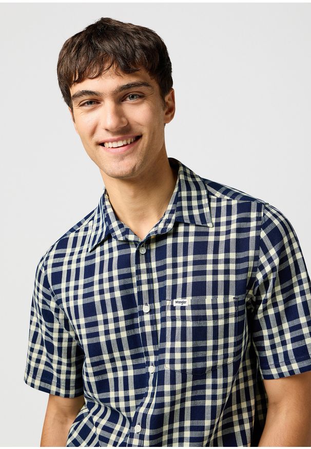 Wrangler - MESKA KOSZULA WRANGLER SS 1 PKT SHIRT CREPE INDIGO 112362902