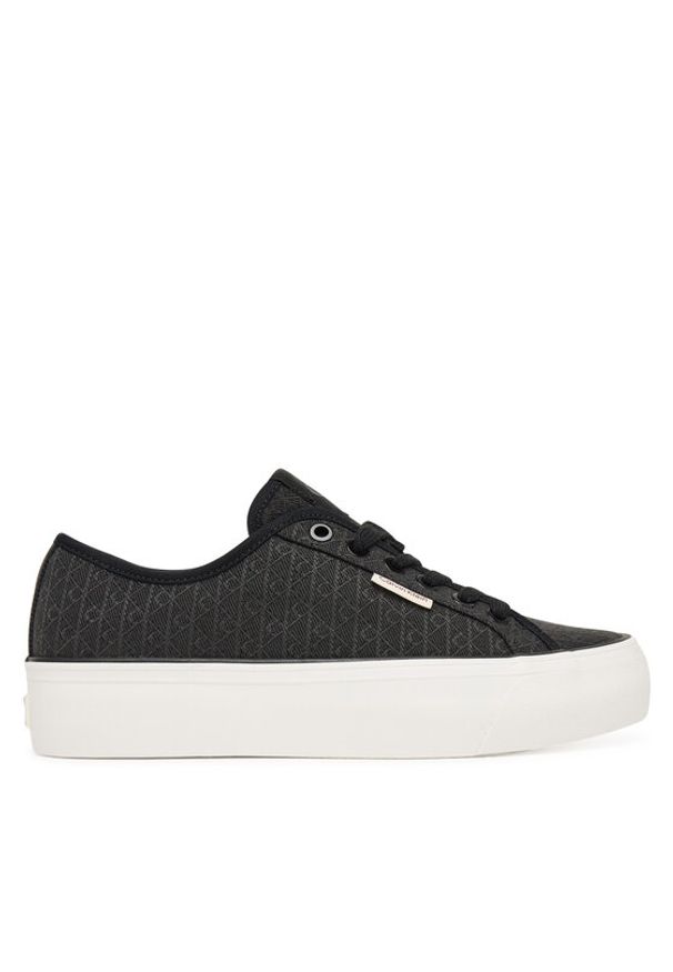 Calvin Klein Sneakersy Vulc Flatf Laceup Jaq Aop HW0HW03265 Czarny. Kolor: czarny. Materiał: materiał