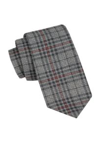 Wełniany Krawat - Alties - Popiel w Drobną Kratkę. Materiał: bawełna, wełna. Wzór: kratka #1