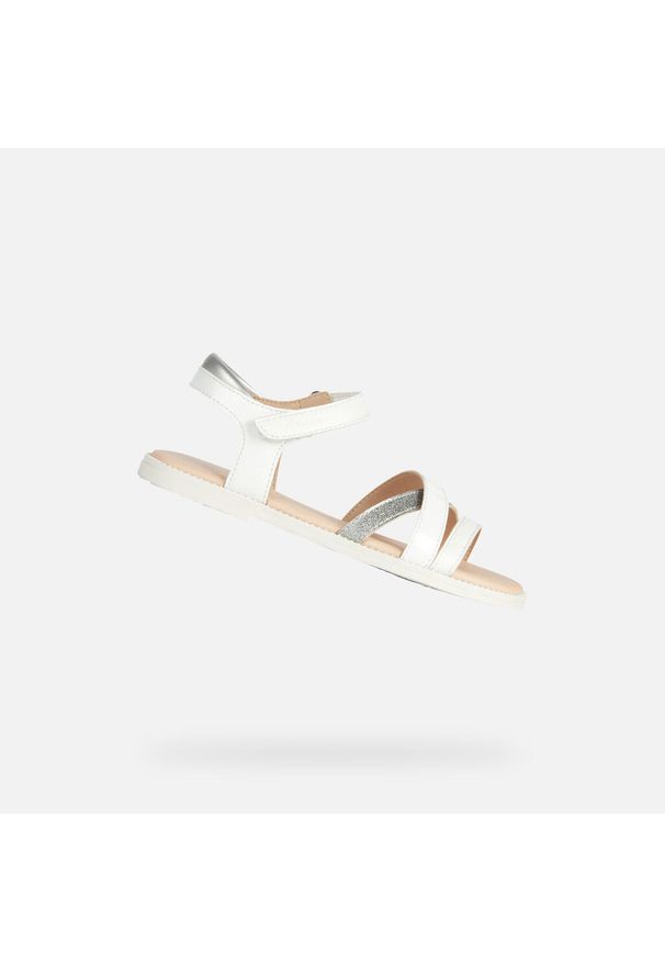 Geox - Sandały GEOX J SANDAL KARLY GIRL Biały. Kolor: biały. Materiał: syntetyk, skóra. Sezon: lato