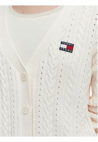 Tommy Jeans Kardigan DW0DW23024 Écru Regular Fit. Kolor: kremowy. Materiał: bawełna #4