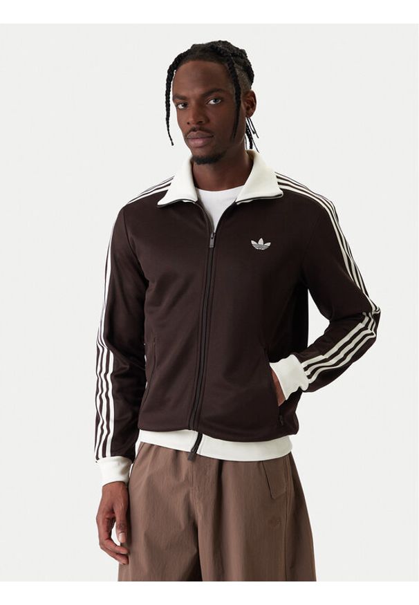 Adidas - adidas Bluza adicolor Classic KE1665 Brązowy Slim Fit. Kolor: brązowy. Materiał: syntetyk