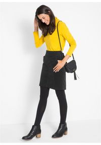 bonprix - Spódnica sztruksowa z bawełny ze stretchem, z wygodnym paskiem. Kolor: czarny. Materiał: bawełna, sztruks #3