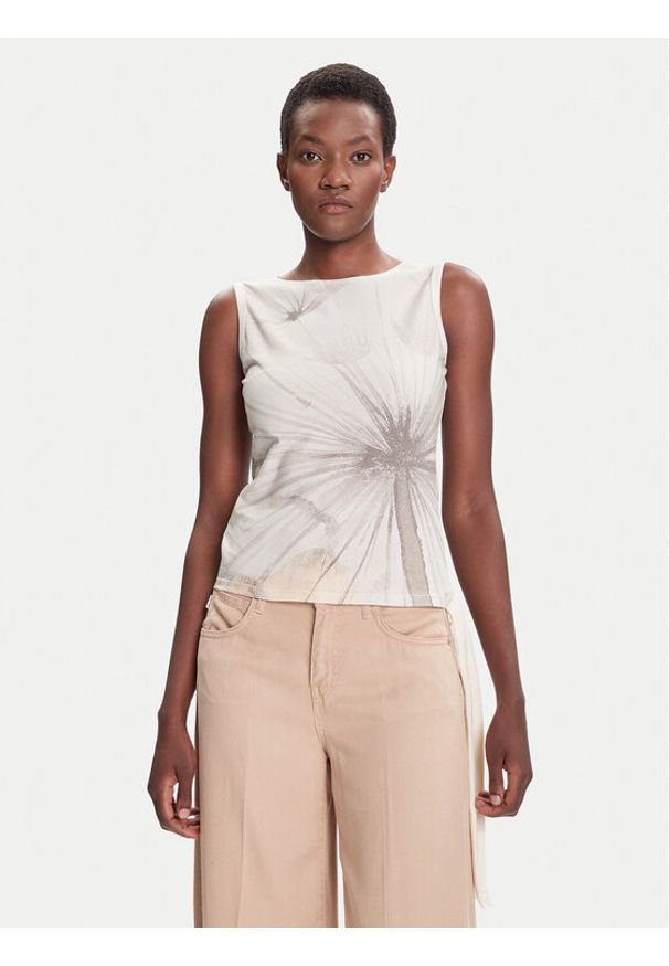 Desigual Top Bruma 25WWTK21 Écru Regular Fit. Materiał: bawełna