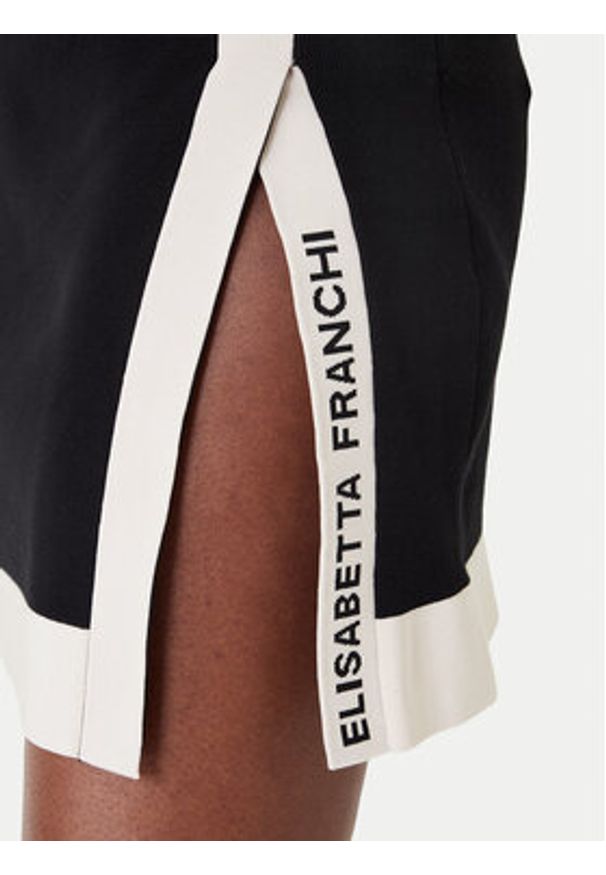 Elisabetta Franchi Sukienka dzianinowa AM-02S-61E2-V390 Czarny Regular Fit. Kolor: czarny. Materiał: wiskoza