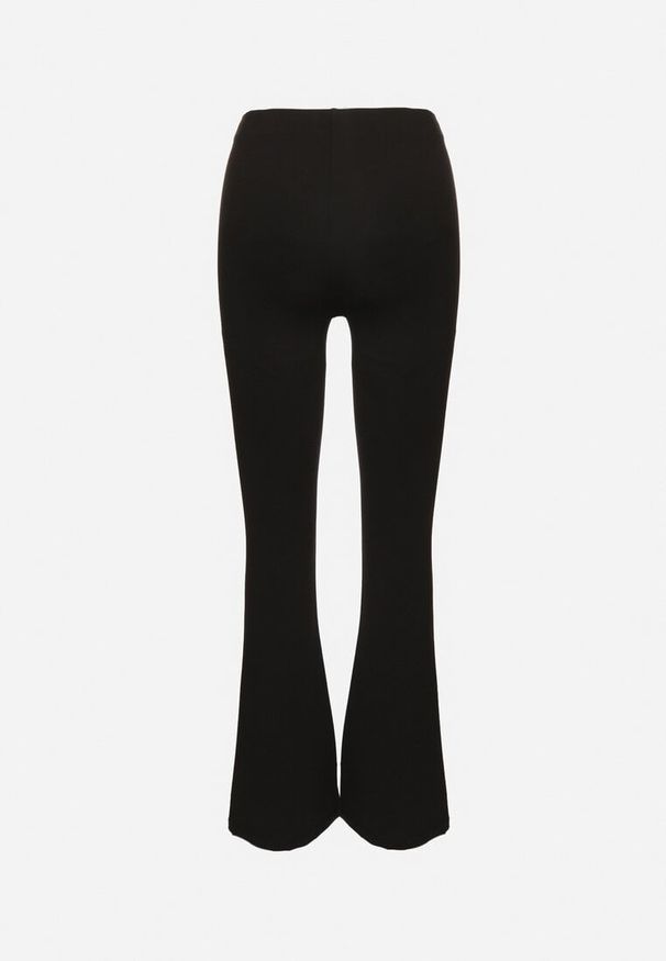 Born2be - Czarne Spodnie z Bawełną i Wiskozą o Kroju Dzwonów z Wysokim Stanem i Gumką w Pasie Lertivra. Okazja: na co dzień, do pracy, na spotkanie biznesowe. Stan: podwyższony. Kolor: czarny. Materiał: wiskoza, bawełna. Styl: klasyczny, casual, biznesowy, elegancki