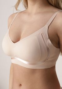 Born2be - Beżowy Biustonosz z Usztywnianymi Miseczkami i Transparentną Wstawką Zeriga. Kolor: beżowy #3