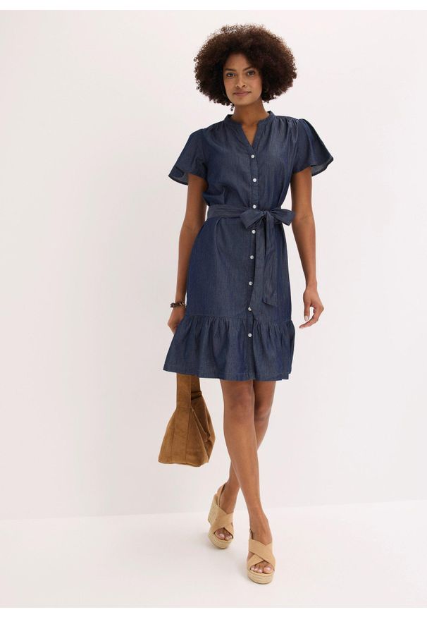 bonprix - Sukienka jeansowa z bawełny organicznej. Kolor: niebieski. Materiał: bawełna, jeans