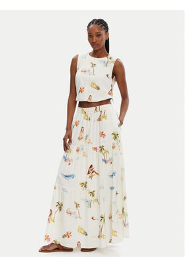 Seafolly Spódnica maxi Isla Palm 55397-SK Écru Regular Fit. Materiał: wiskoza, len