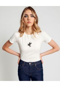 ONETEASPOON - Biała koszulka Bower Bird. Kolor: biały. Materiał: bawełna. Wzór: nadruk. Styl: klasyczny