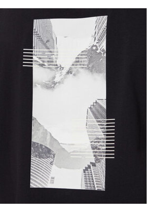 BOSS T-Shirt Stripe Zone 50548093 Czarny Relaxed Fit. Kolor: czarny. Materiał: bawełna