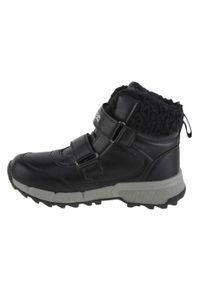 Buty do chodzenia dla dzieci Kappa Tapiwa K. Wysokość cholewki: za kostkę. Zapięcie: rzepy. Kolor: czarny. Materiał: skóra, materiał, tkanina, guma, syntetyk. Szerokość cholewki: normalna. Sport: turystyka piesza