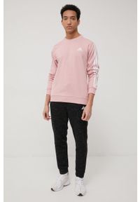 Adidas - adidas bluza HE4417 męska kolor różowy z aplikacją. Kolor: różowy. Materiał: bawełna, poliester, materiał, dzianina. Wzór: aplikacja #3