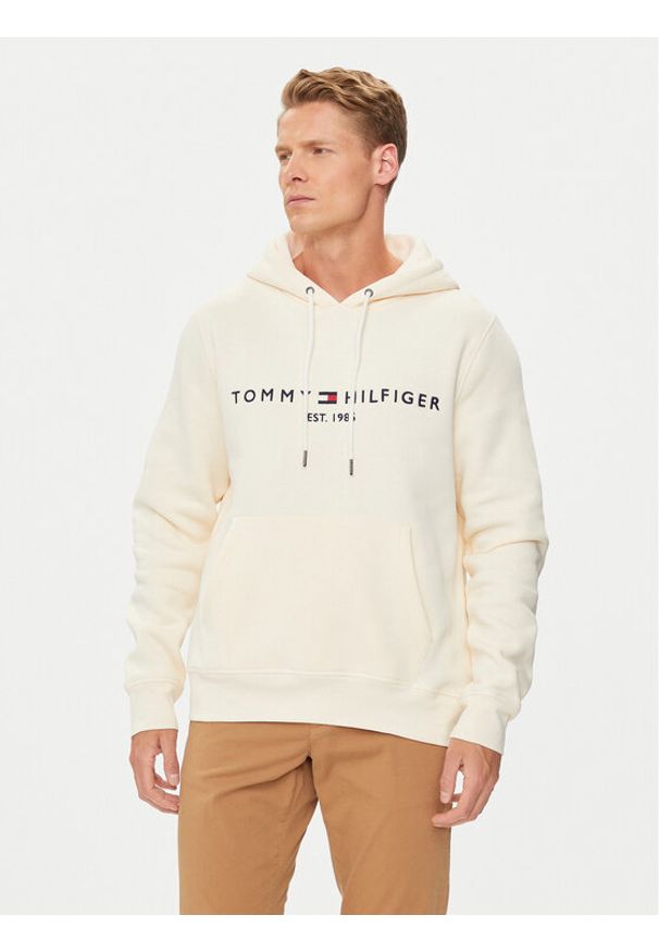 TOMMY HILFIGER - Tommy Hilfiger Bluza Logo MW0MW11599 Beżowy Regular Fit. Kolor: beżowy. Materiał: bawełna