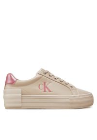 Calvin Klein Jeans Sneakersy Vulc Flatform YW0YW01613 Écru. Materiał: skóra