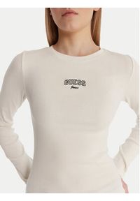 Guess Jeans Bluzka W6RP22 KA0H1 Écru Slim Fit. Materiał: bawełna #3