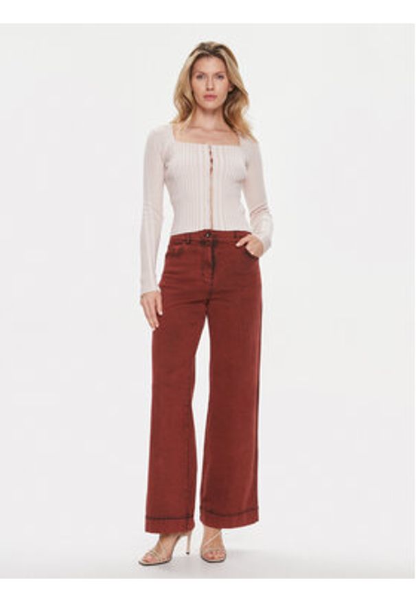 Guess Kardigan Allie W4RR43 Z2YN2 Beżowy Slim Fit. Kolor: beżowy. Materiał: syntetyk