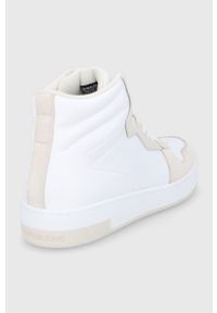 Calvin Klein Jeans Buty skórzane kolor biały. Nosek buta: okrągły. Zapięcie: sznurówki. Kolor: biały